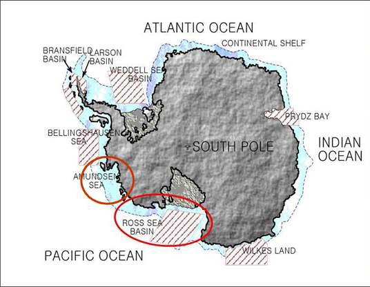 남극대륙 주변 해역에서의 해저 지질탐사 예상 지역