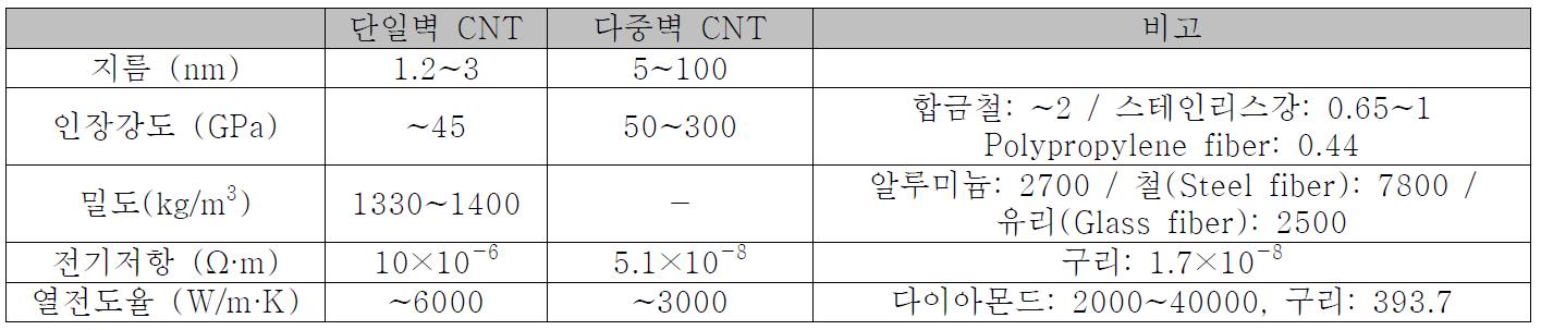 CNT의 물리적 특성