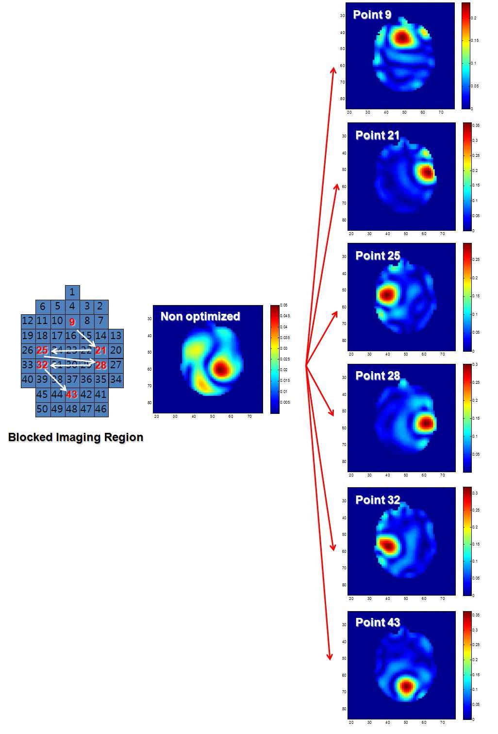 국소부위의 변화에 따른 field optimization 수행 결과