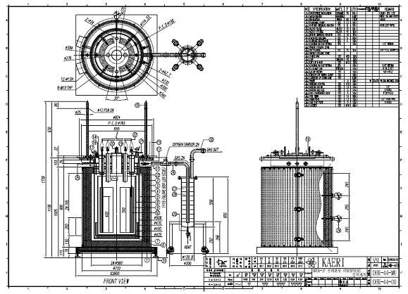 Fig. 3.1.2.19 Design drawing of 20 kgHM/batch electrolytic reactor.