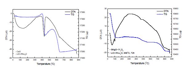 Fig. 3.2.1.17 DTA-TG curves of CaO and MgO-Y2O3.