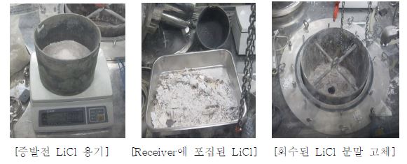 Fig. 3.6.2.3. Lab-scale 용융염 증발회수 시험 사진.