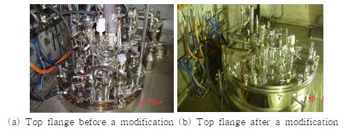 Fig. 3.1.1.3 Comparison of the top flange (a) before and (b) after a modification.