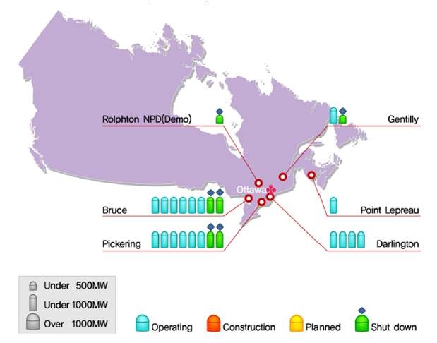 캐나다 원자력 발전소 현황