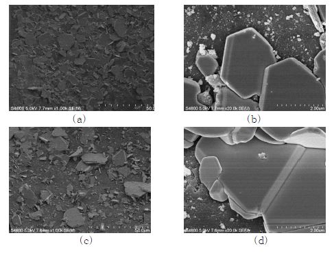 Fig. 3.3.12. SEM images of catalysts after HI decomposition reaction with the space velocity of 2.49×104 h-1 and 723 K