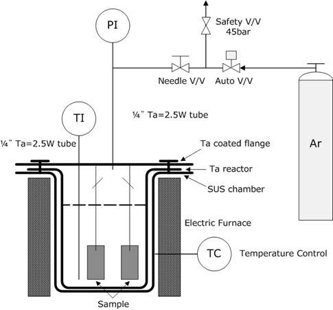 Fig. 3.5.6 Schematic diagram of the revised HIx corrosion test unit, all wetting parts is Ta.