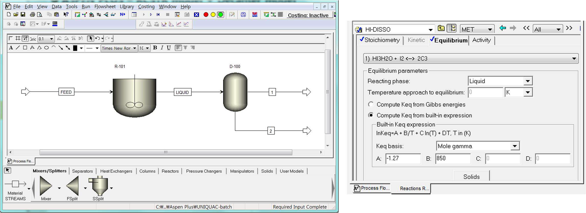 Process modelling of Bunsen reaction by ASPEN PLUS