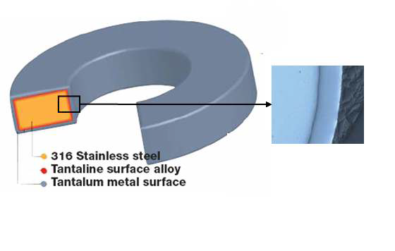 Unit section of Ta-coated STS 316