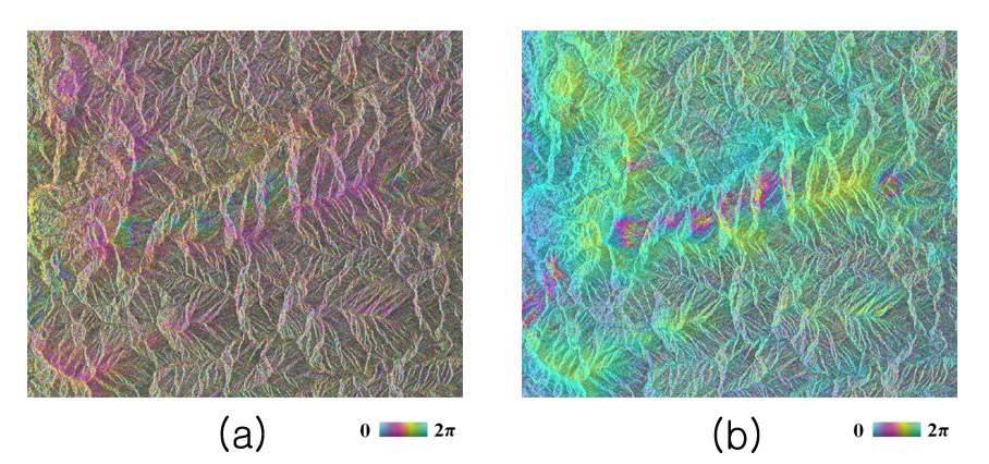 그림 1.3-5. 강원도 지역의 차분간섭도 후처리과정
