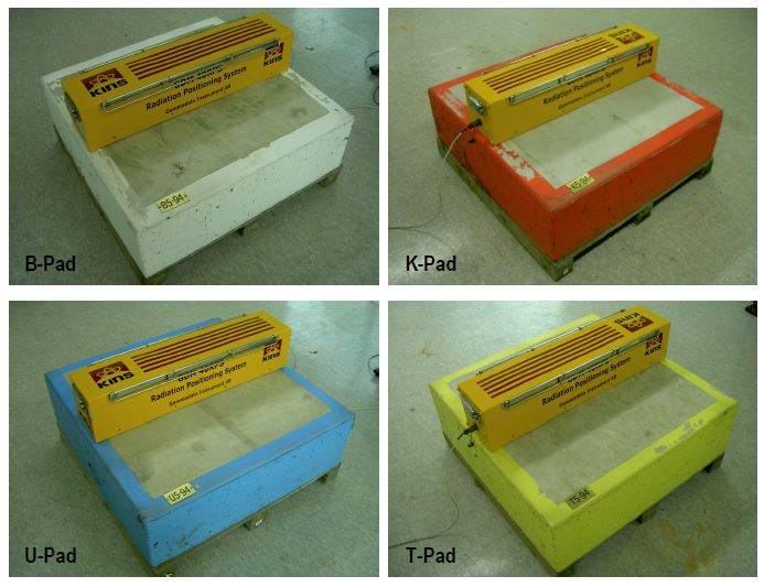 그림 5-16. 각 보정판에 대한 Gammadata 감마선 분석기 측정사진