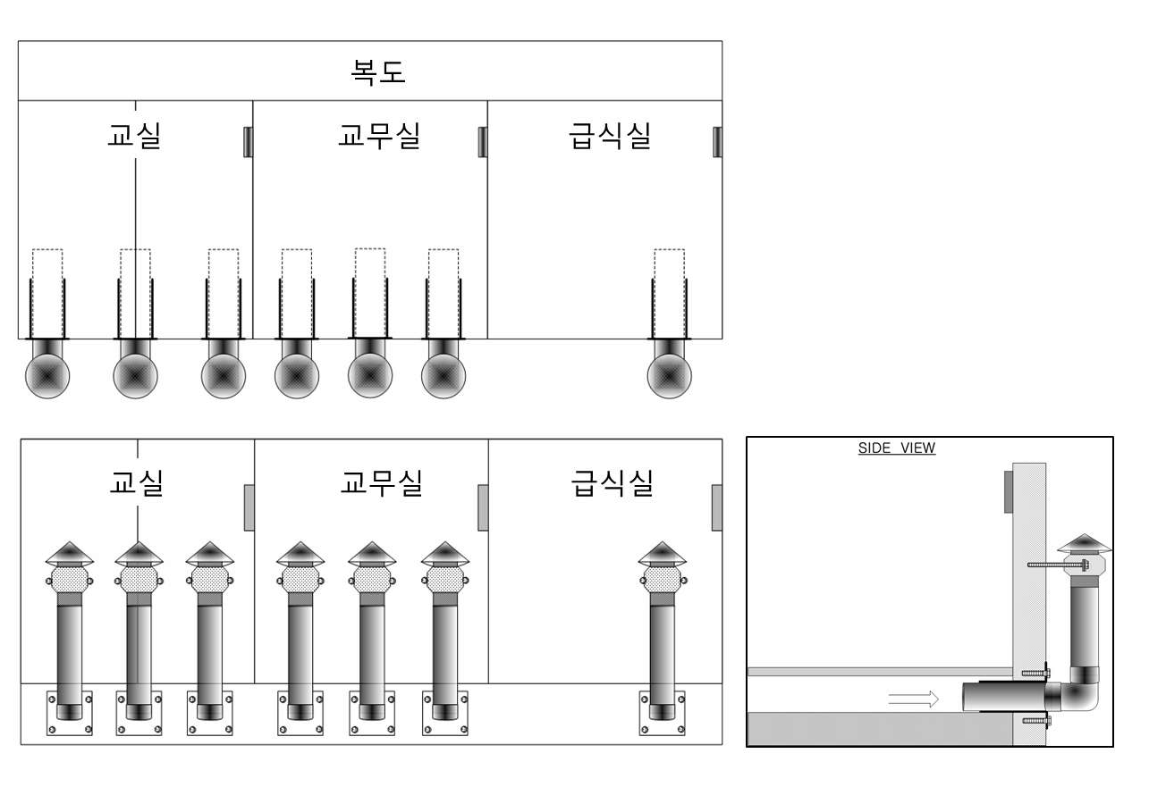 그림 88. 경북 봉화군 소천초교 분천분교장에 설치된 라돈 저감 설비의 설계도면