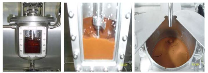 Fig. 3.4.82. 우라늄 슬러지 용해 및 고액분리 후 실험 사진.