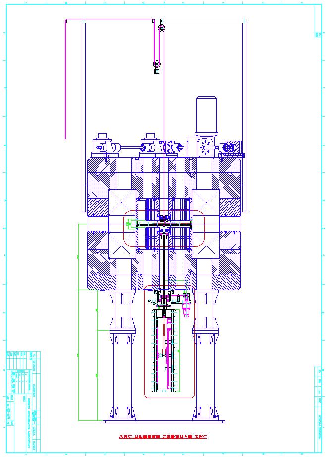 초전도 전자석과 자기장 측정 장치가 설치된 전체 조립도