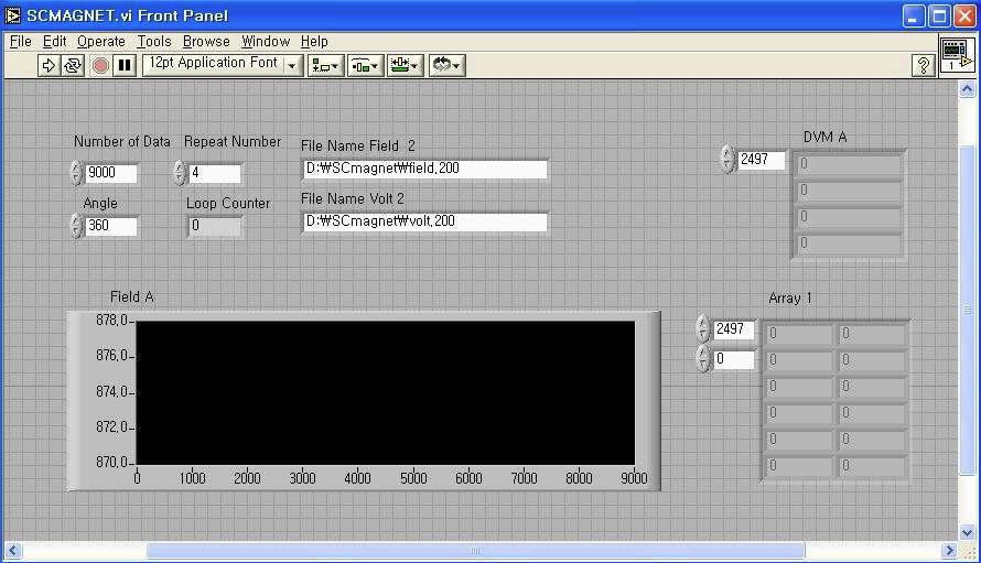 Labview로 작성된 측정 프로그램의 Front Panel