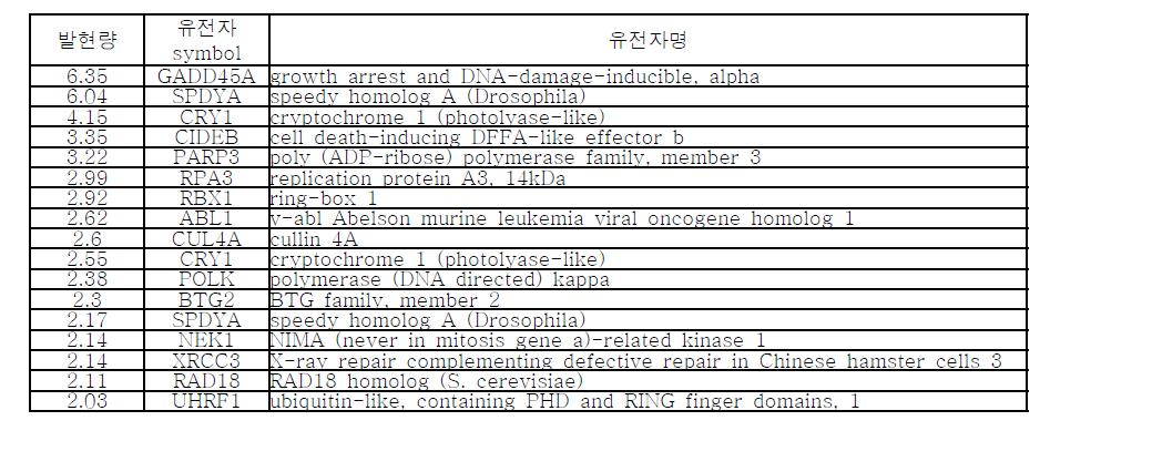 DNA repair 관련 유전자 17종