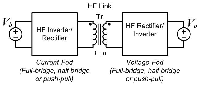 A block diagram of generic high power bi-directional dc-dc converter.