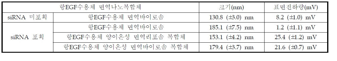 항EGF수용체 면역나노복합체의 생‧ 물리학적 특성