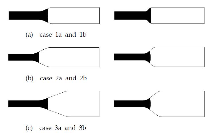 Snapshots of moving interfaces between two immiscible liquids at time=0.05 sec.