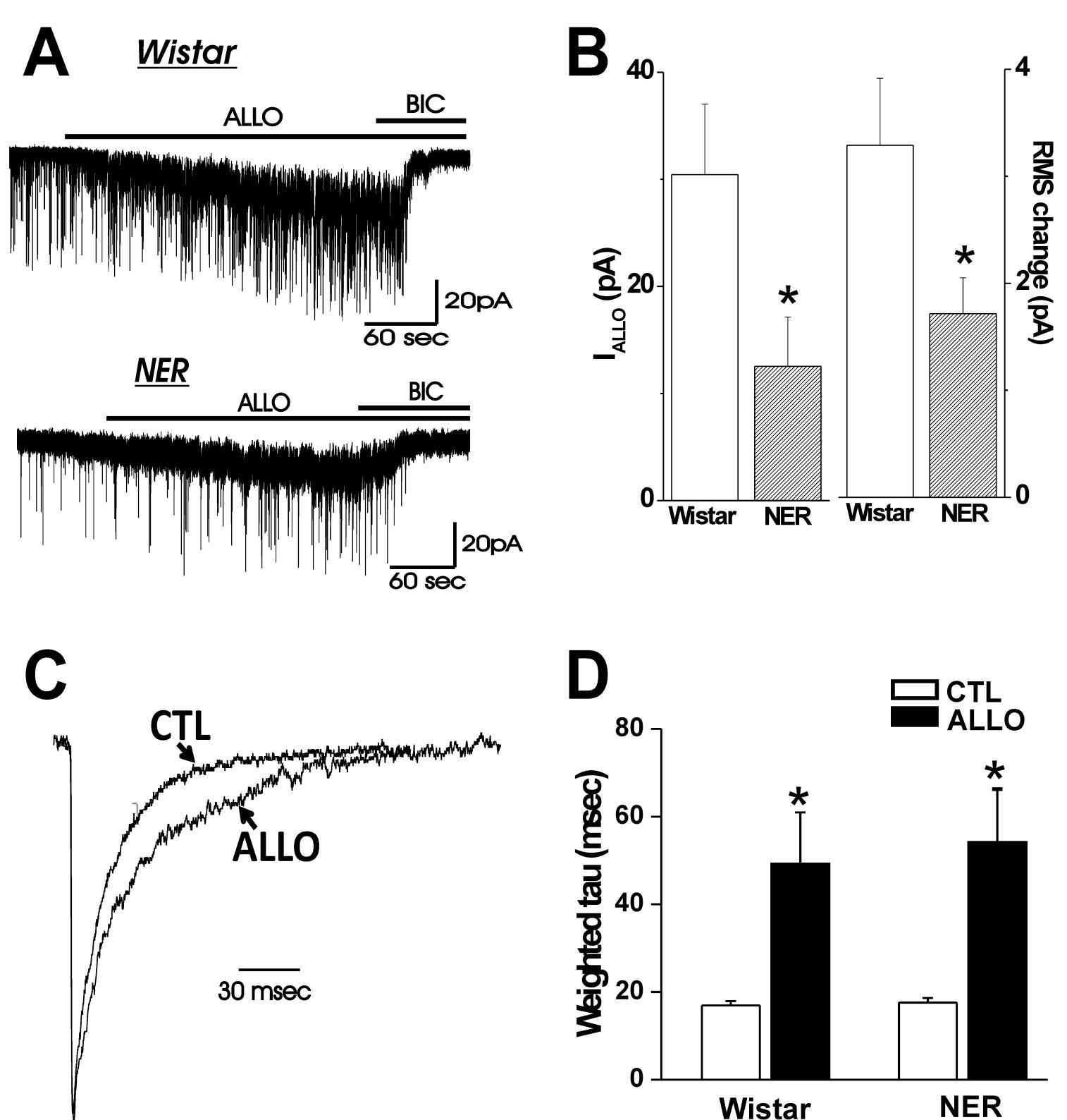 Facilitation of Itonic and Iphasic of DGGCs by allopregnanolone.