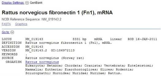 Searching for gene names using NCBI sequence searching program.