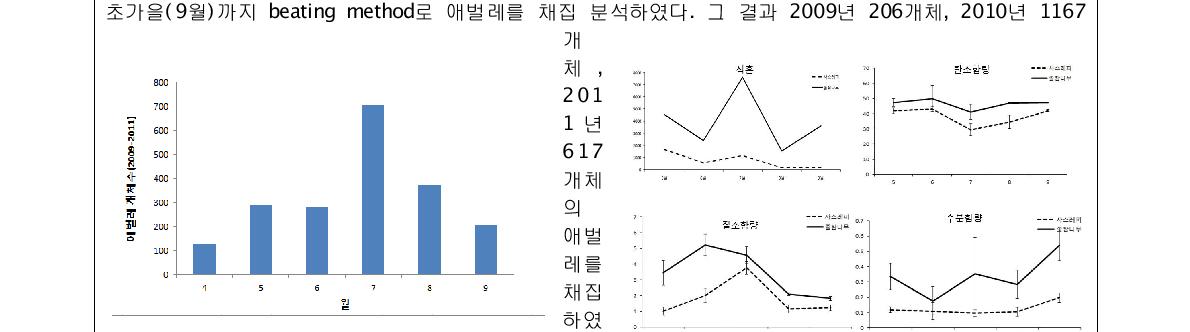 3년 동안 채집된 애벌레의 계절별 동태