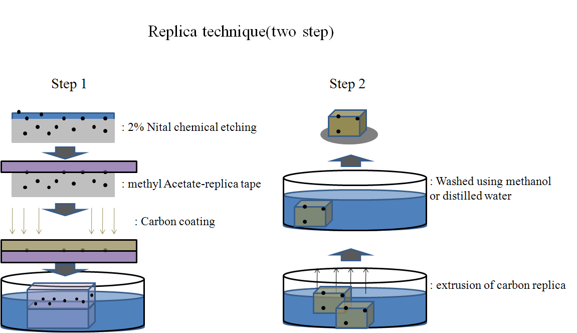 Replica technique for TEM analysis