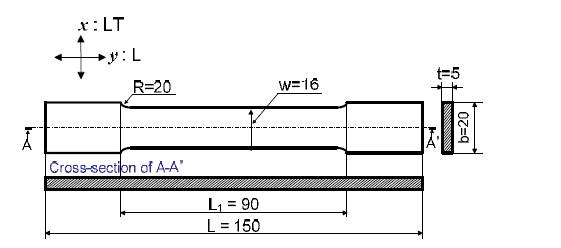 Geometries of HDPE tensile specimen (unit : mm)