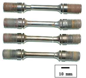 Fig. 2.4.2. Photographs of the crept MA 9Cr FMS ODS alloy specimens.