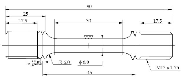 Fig. 2.4.10. Geometry and dimensions of creep specimen