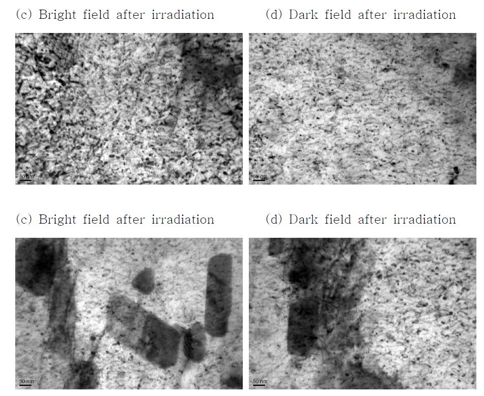 Fig. 2.5.10. Comparison of TEM microstructure before and after ionirradiation in FMS T92b Alloy