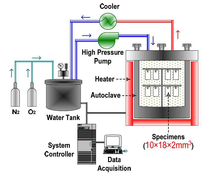 Fig. 6.23. Schematic diagram of open-loop system for corrosion tests inSCPW.