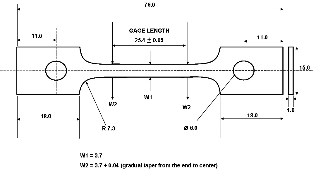 Fig. 2.3.1. Dimension of tensile specimen.