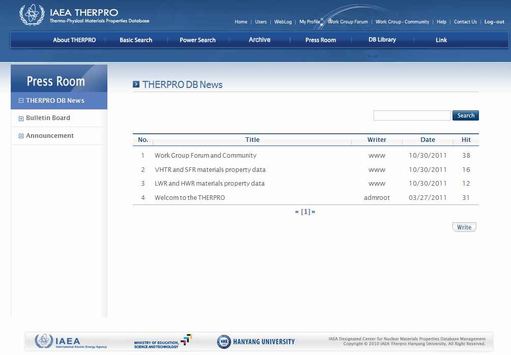 [보고서]한·IAEA 국제원자로 재료물성DB(THERPRO) 효과적 운영방안 마련