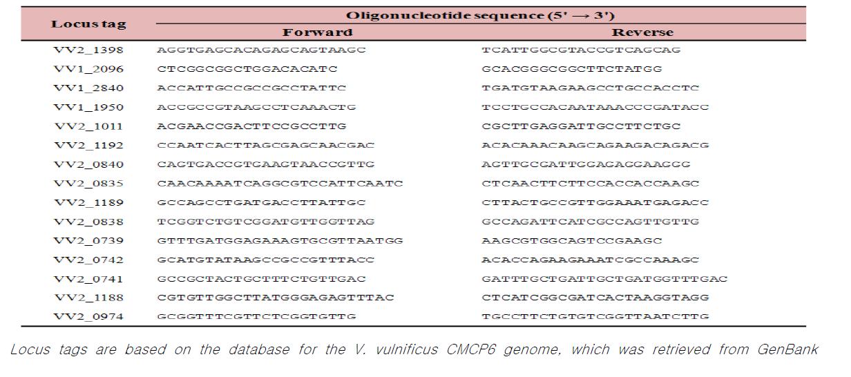 Oligonucleotides used for quantitative RT-PCR