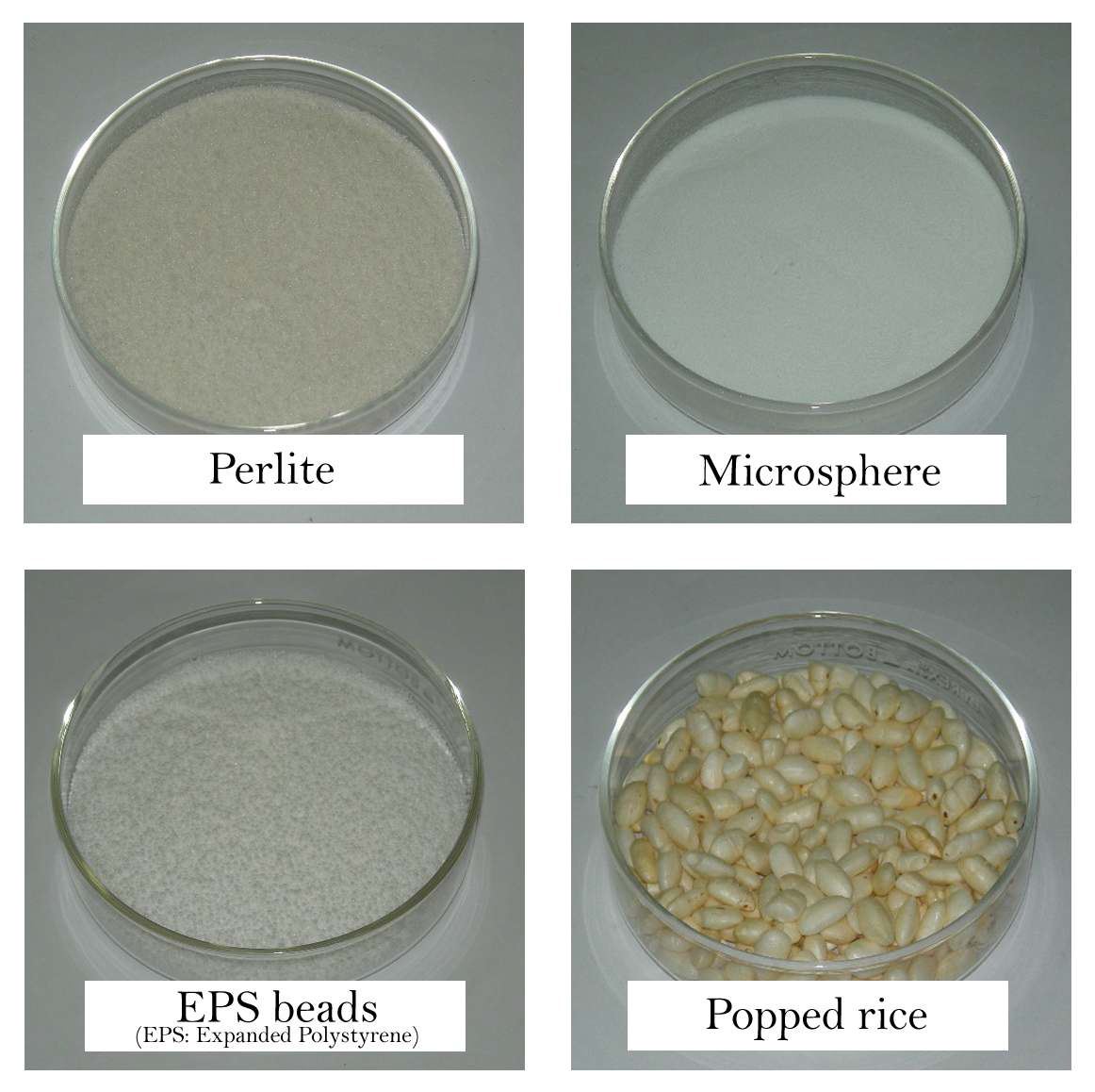 Insulation materials used for experiments