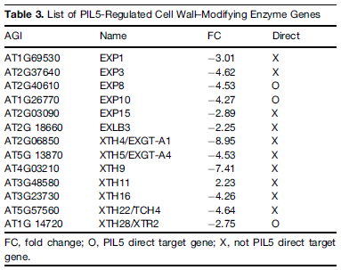 List of PIL5-Regulated Cell Wall-Modifying Enzyme Genes