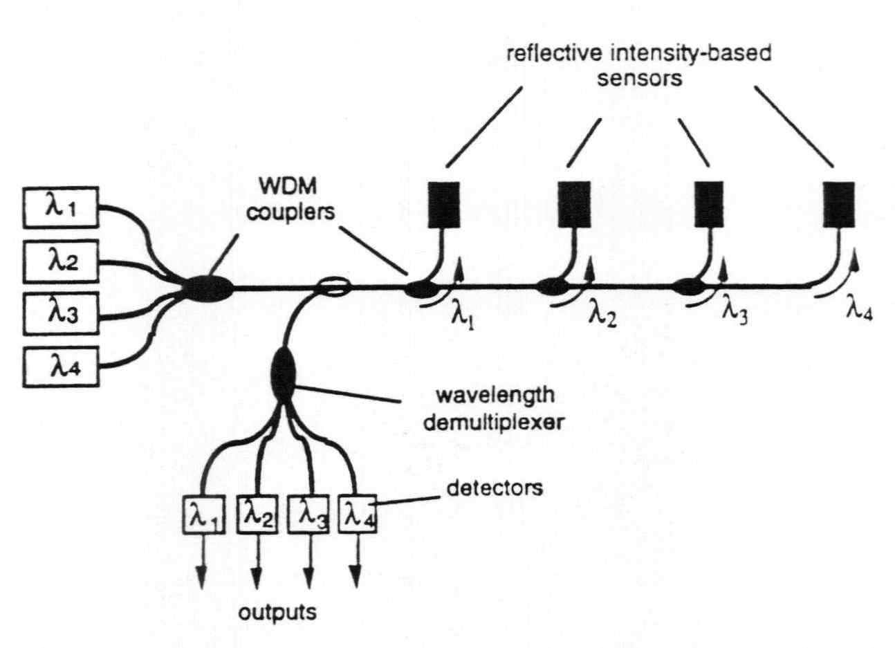 Wavelength division multiplexed sensor array[25].