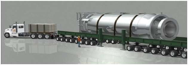 그림 22 도로를 이용한 일체형 원자로의 이송 예시