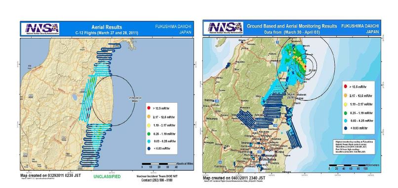 그림 2-13. DOE NNSA의 후쿠시마 원전 경계 밖 Survey Map