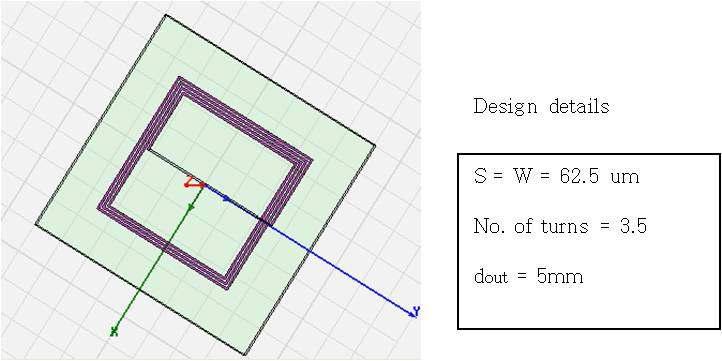 나선형 RF 인덕터의 CAD 도면