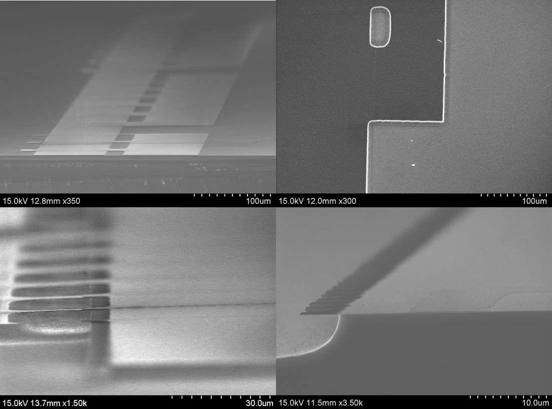마이크로 구조물의 공정 및 희생층 제거 SEM 사진