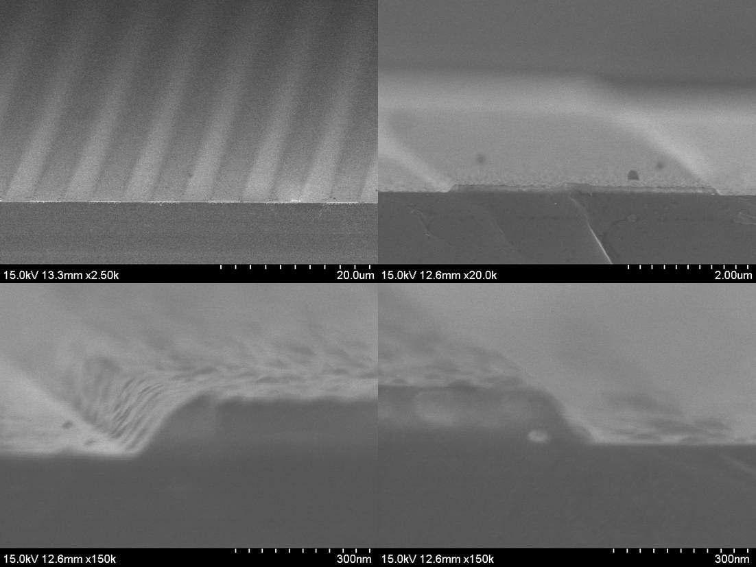 사진식각 공정 및 lift-off 공정의 SEM 사진