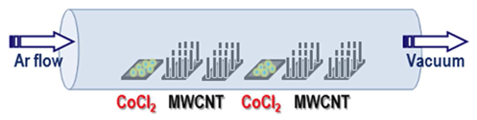 Thermal evaporation을 이용한 CNT/CoO 나노복합체 합성공정 모식도