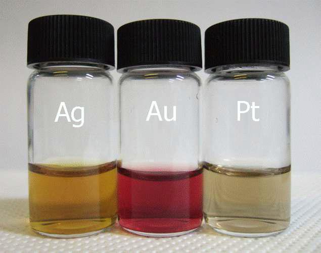 Ag, Au, Pt 금속 나노입자의 colloidal solution.