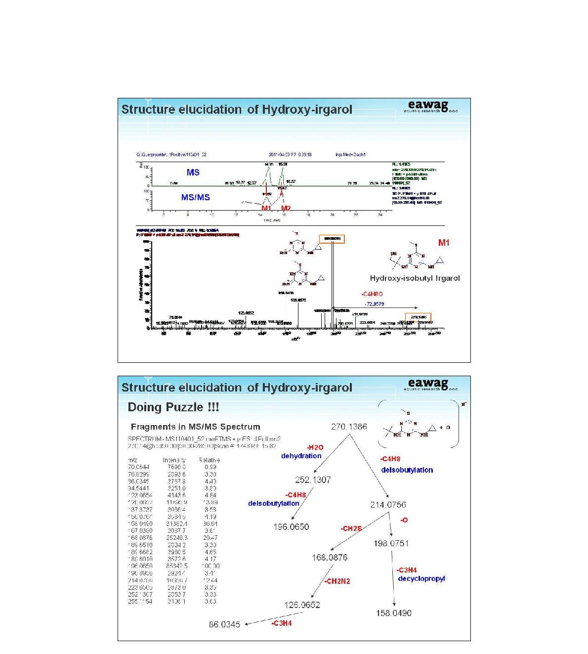 Structure elucidation of hydroxy-irgarol