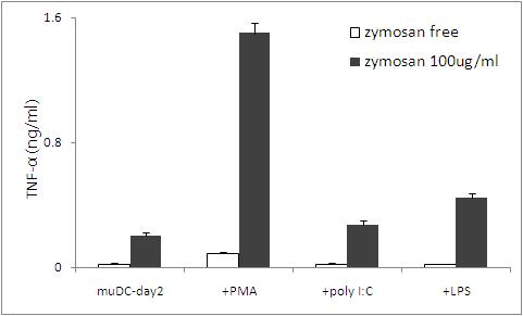 Screening of co-stimulation factor for TNF-α secretion with zymosan.