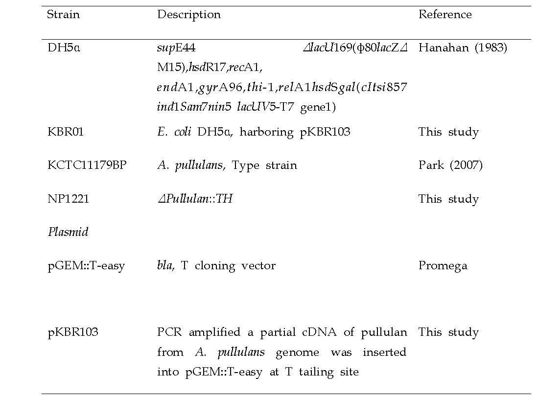 Strains and plasmid list.