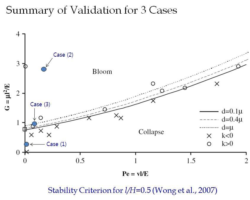 기존 시뮬레이션 모델과의 비교 및 Case (1)-(3)의 결과정리