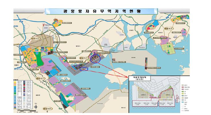 그림 7-2. 광양항 항만배후단지 자유무역지정 현황
