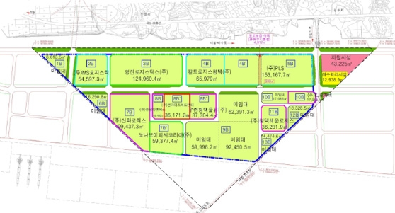 그림 3-9. 평택 당진항 물류부지 입주업체 배치도